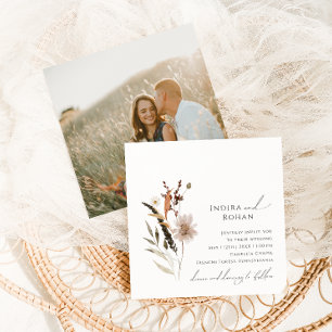 Invitation Fleur sauvage d'automne Boho   Mariage Carré photo