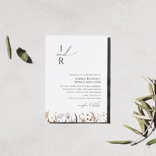 Invitation Fleur sauvage d'automne Boho   Mariage de monogram