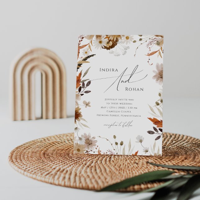 Invitation Fleur sauvage d'automne Boho | MARIAGE DÉCONTRACTÉ (Créateur téléchargé)