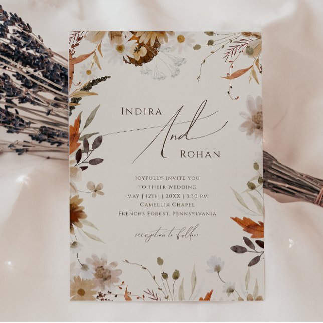 Invitation Fleur sauvage d'automne Boho | Mariage Décontracté (Créateur téléchargé)