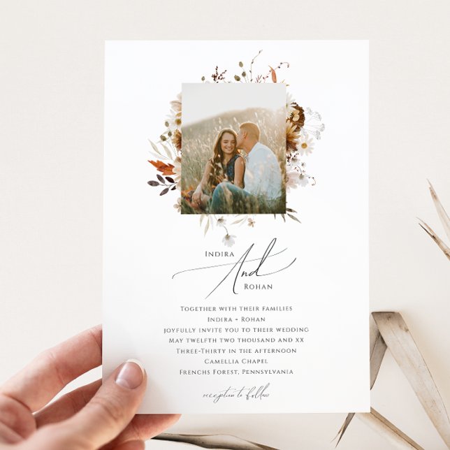 Invitation Fleur sauvage d'automne Boho | Mariage photo (Créateur téléchargé)