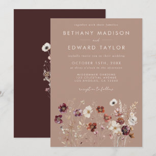 Invitation Fleur sauvage d'automne Meadow Taupe Mariage