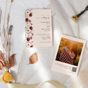 Invitation Fleur sauvage de Bourgogne Photo Mariage du code Q