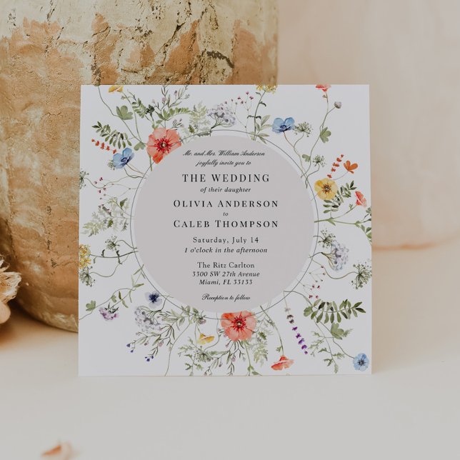 Invitation fleur sauvage de cadre verdoyant (Créateur téléchargé)