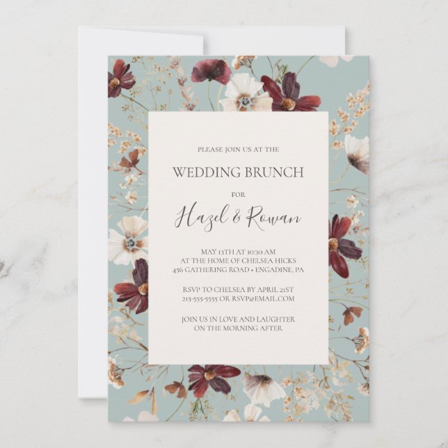 Invitation Fleur sauvage de Cuivre Bourgogne | Brunch Mariage (Devant)