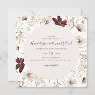 Invitation Fleur sauvage de Cuivre Bourgogne   MARIAGE CARRÉ