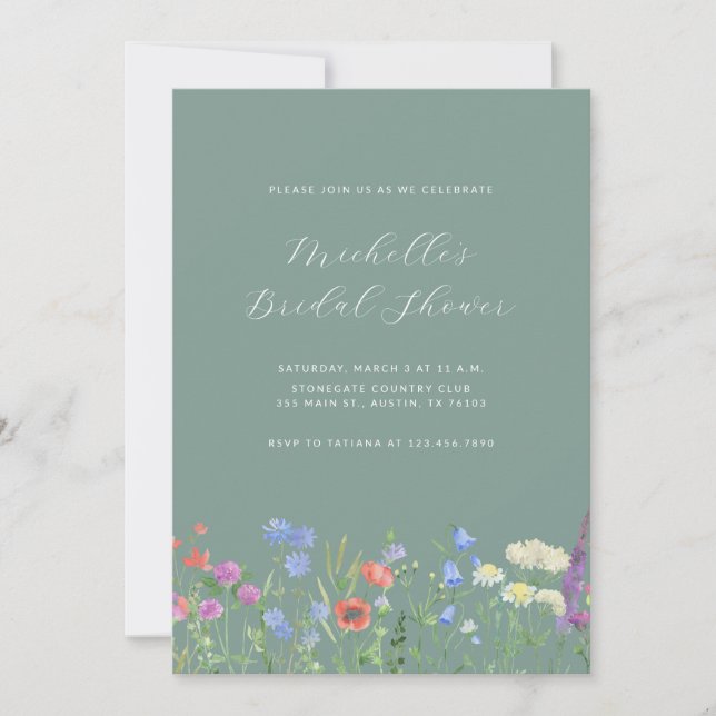 Invitation fleur sauvage de douche nuptiale (Devant)