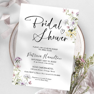 Invitation fleur sauvage de douche nuptiale