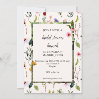 Invitation fleur sauvage de douche nuptiale
