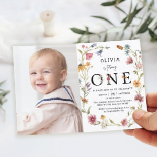 Invitation Fleur sauvage de jardin 1er anniversaire Invitatio