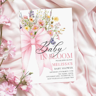 Invitation Fleur sauvage de la cou rose bébé dans le Baby sho