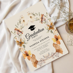 Invitation Fleur sauvage de la fête de la limite de diplôme