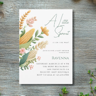 Invitation Fleur Sauvage de Maïs Simple Un Petit Rejeton Baby