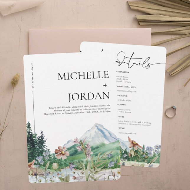 Invitation Fleur sauvage de montagne rustique | Mariage bohèm (Créateur téléchargé)