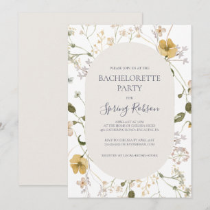 Invitation Fleur sauvage de printemps Bachelorette blanche