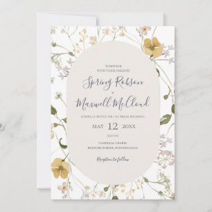 Invitation Fleur sauvage de printemps Blanc Tout en un Mari