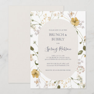 Invitation Fleur sauvage de printemps Brunch blanc et douch