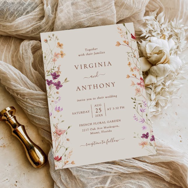 Invitation Fleur sauvage de printemps coloré Meadow Garden Ma (Créateur téléchargé)