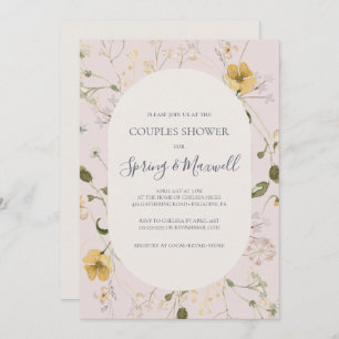 Invitation Fleur sauvage de printemps   Douche Couples Blush