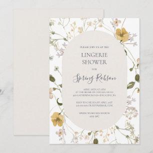 Invitation Fleur sauvage de printemps Douche Lingerie Blanc