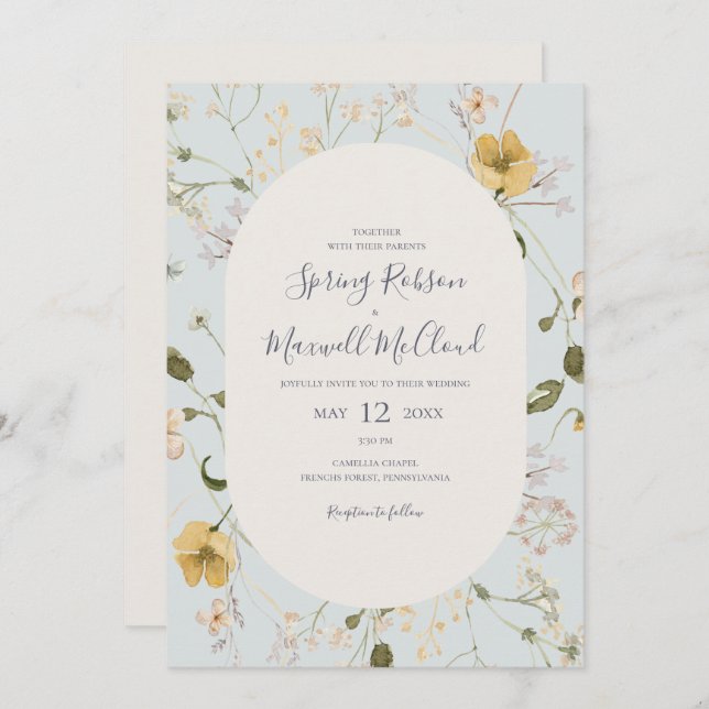 Invitation Fleur sauvage de printemps | Mariage Décontracté b (Devant / Derrière)