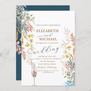 Invitation Fleur sauvage de printemps Meadow Champagne Mariag
