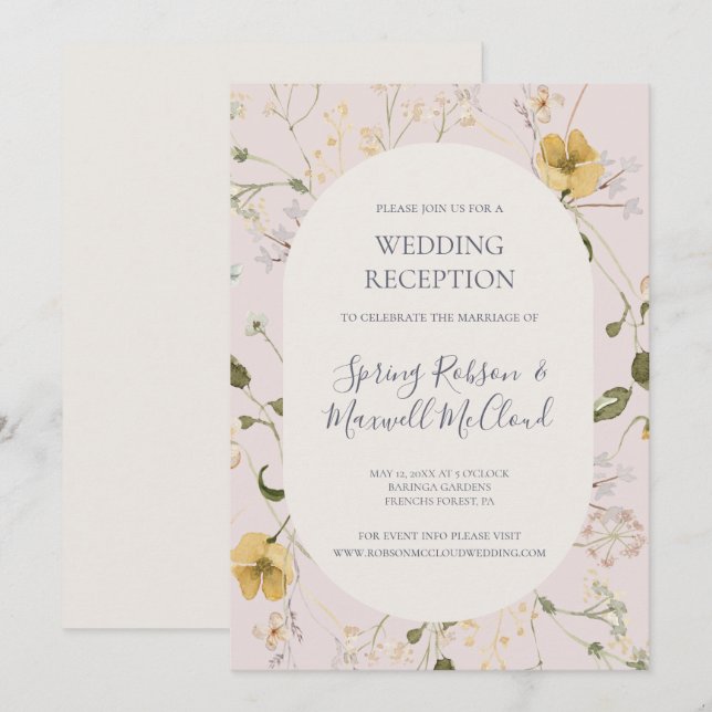 Invitation Fleur sauvage de printemps | Réception De Mariage  (Devant / Derrière)