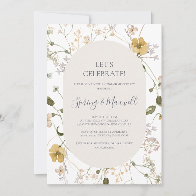 Invitation Fleur sauvage de printemps | White Fêtons Invitati (Devant)