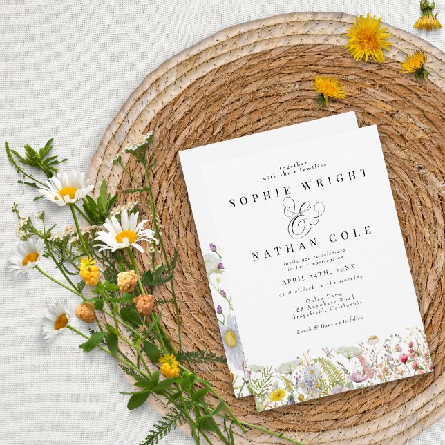 Invitation Fleur sauvage d'été de printemps Mariage Boho Beig (Créateur téléchargé)