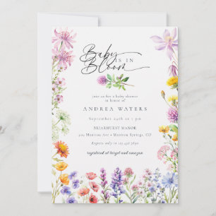 Invitation Fleur sauvage d'été du printemps Baby shower col