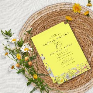 Invitation Fleur sauvage d'été du printemps Lemon Mariage de 