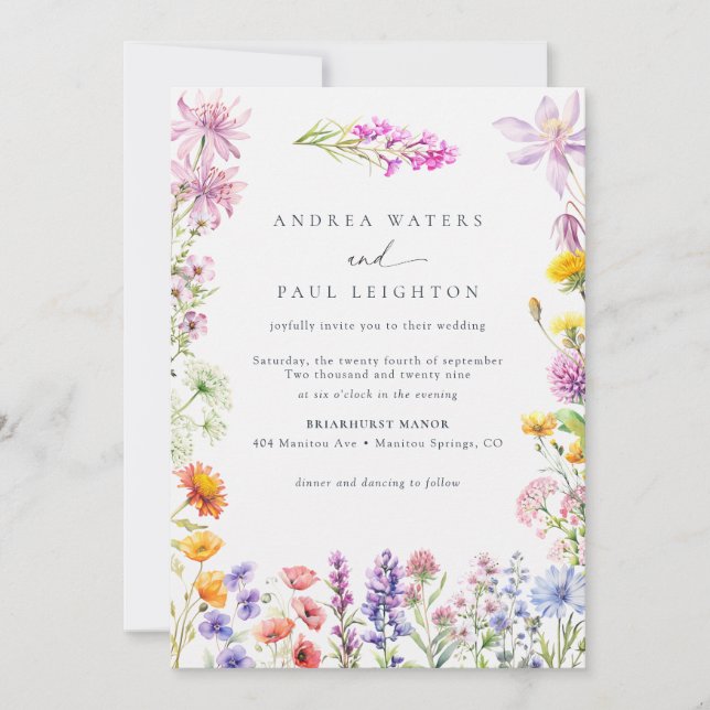 Invitation Fleur sauvage d'été du printemps | Mariage floral  (Devant)