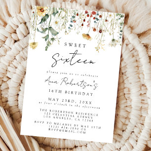 Invitation Fleur sauvage d'été Field Sweet 16 Anniversaire