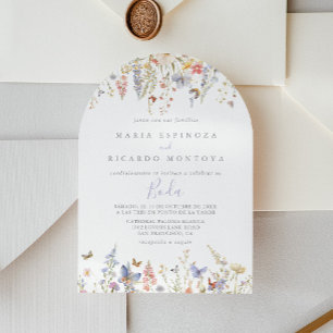 Invitation Fleur sauvage d'été Multicolore Mariage espagnol