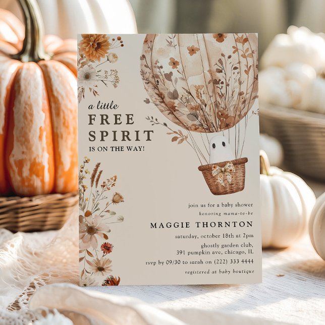 Invitation Fleur sauvage d'Halloween Boho Fall Ghost Baby sho (Créateur téléchargé)