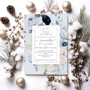 Invitation Fleur sauvage d'hiver Elegant Baby shower Boho