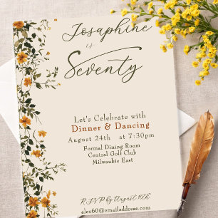 Invitation Fleur Sauvage Dorée Nommée Photo Soixante-dixième 