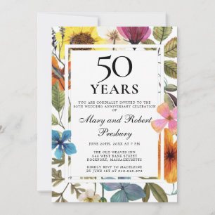 Invitation fleur sauvage du 50e anniversaire de Mariage