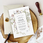 Invitation Fleur sauvage Élégant Botanique 60e anniversaire<br><div class="desc">Simple et élégant, cette belle invitation de fête de 60ème anniversaire a un cadre délicat fleur sauvage aquarelle entourant votre texte sur un. Il fait un choix merveilleux pour une célébration d'anniversaire spéciale pour elle. Le style chic boho est un choix populaire et est particulièrement agréable pour les dames qui...</div>