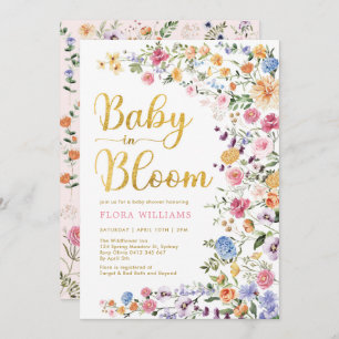 Invitation Fleur sauvage élégant Meadow Baby dans Bloom Garde