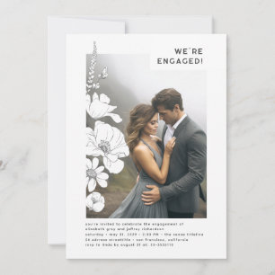 Invitation Fleur sauvage Elegant Modern Engagement Party Phot