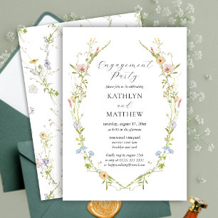 Invitation Fleur sauvage Elegant Moderne Floral Engagement Pa