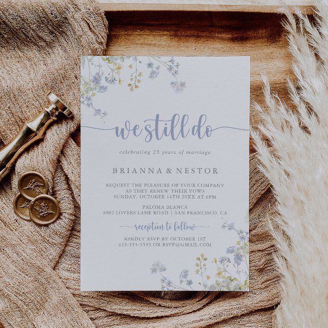 Invitation Fleur sauvage Élégant Nous Continuons À Vow Renouv (Créateur téléchargé)