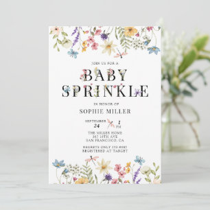 Invitation Fleur Sauvage Élégante Aquarelle Baby Sprinkle