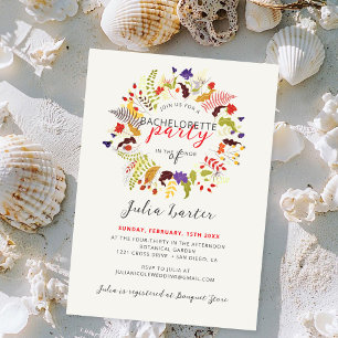 Invitation Fleur sauvage en bois exotique Wreath Bachelorette