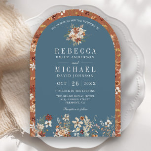Invitation Fleur sauvage en terre cuite Dusty Blue Arch Maria