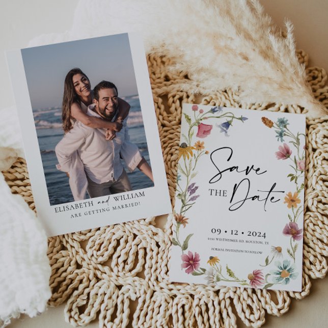 Invitation Fleur sauvage Enregistrer l'invitation de date (Créateur téléchargé)