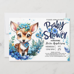 Invitation Fleur sauvage et Baby shower de cerfs pour garçon