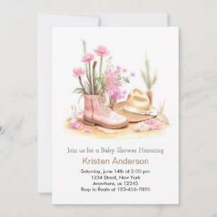 Invitation Fleur sauvage et Casquette Aquarelle Baby shower d