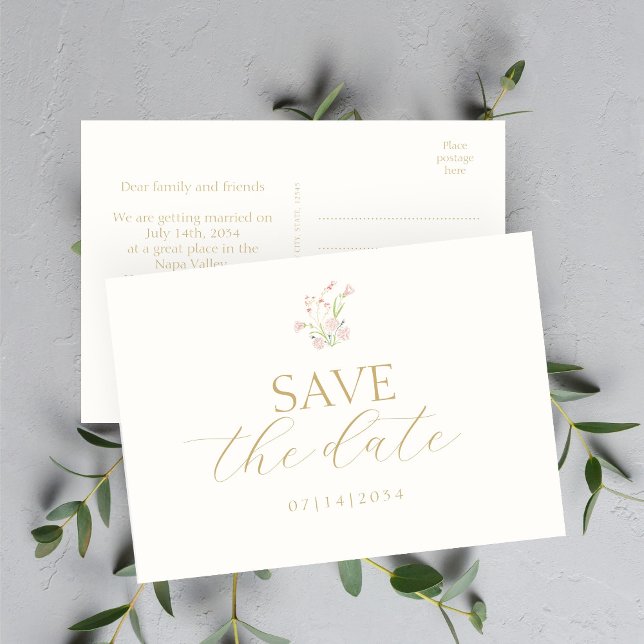 Invitation Fleur sauvage et florale d'ivoire Enregistrer la d (Créateur téléchargé)